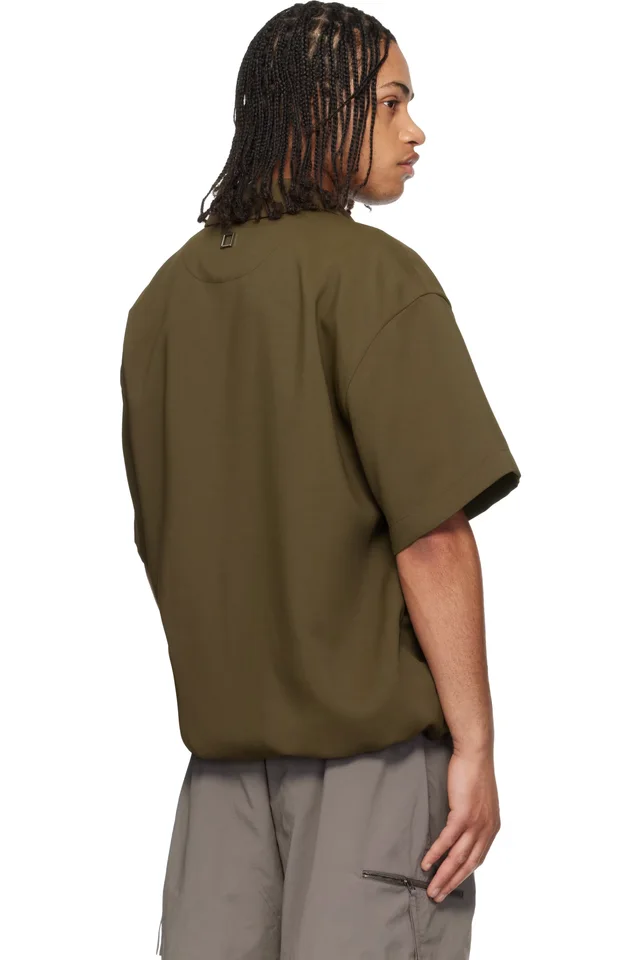 WOOYOUNGMI Khaki Twill Patch Pocket Polo, photo 3 of 4 from SSENSE