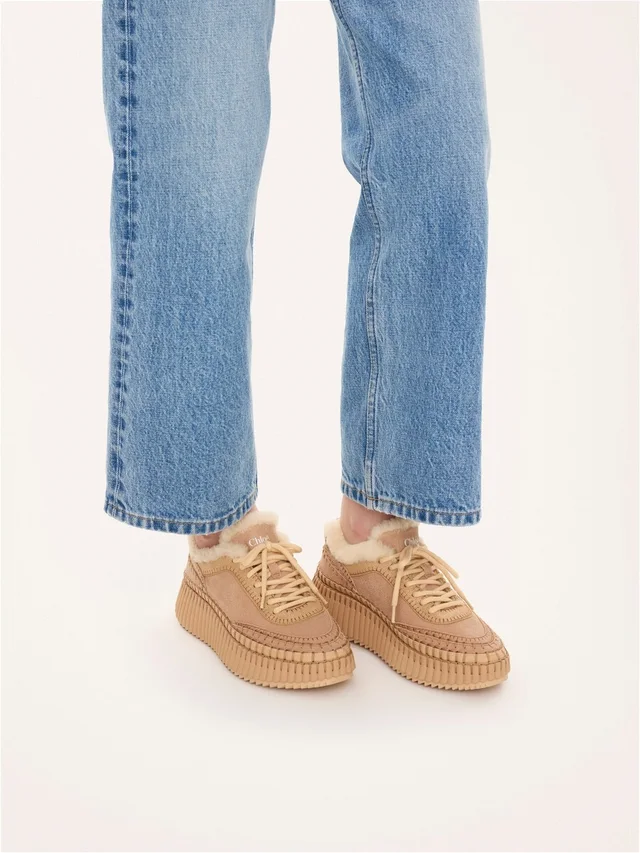 Chloé Nama Shearling Low-Top Sneakers, photo 3 of 5 from SENSER
