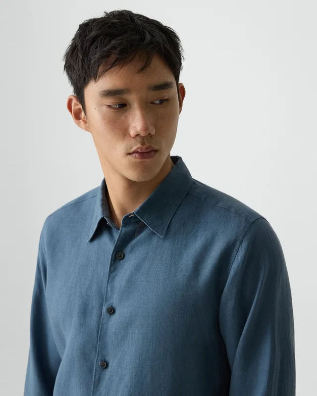 Theory Irving Shirt in Relaxed Linen in BERING 100% Linen, photo 4 of 12 from Theory