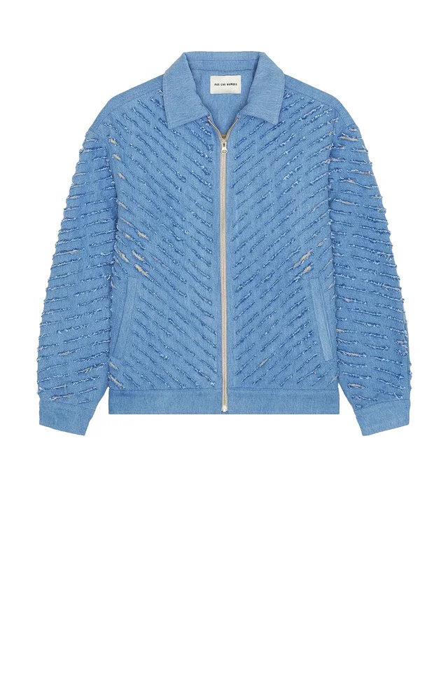 Pas Une Marque Cut Through Denim Jacket in Blue, photo 4 of 5 from REVOLVE (Canada)