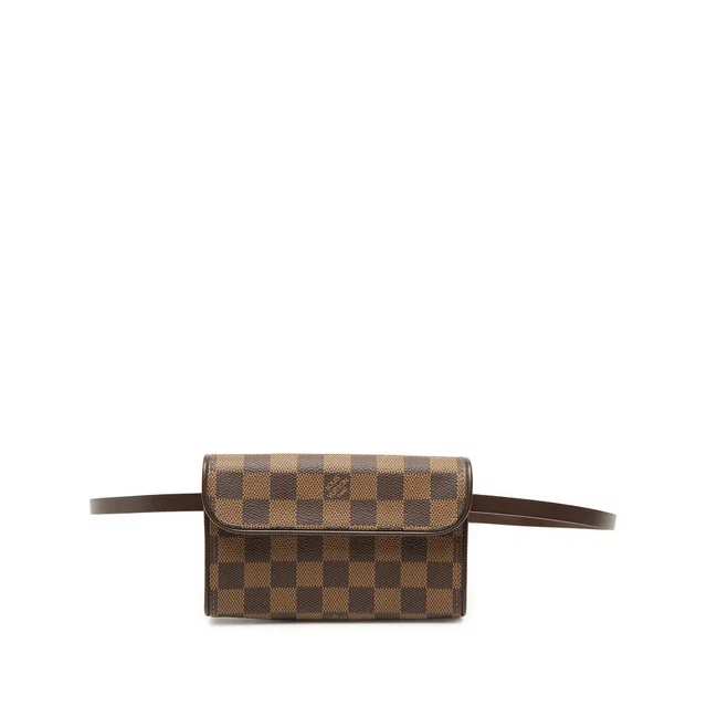 Brown Louis Vuitton Damier Ebene Florentine Pochette Belt Bag in Brown Canvas from Designer Revival