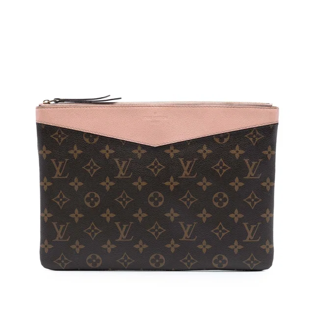 Brown Louis Vuitton Monogram Daily Pouch Clutch Bag in Brown Coated canvas from Designer Revival