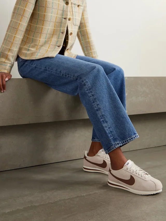 NIKE Cortez leather-trimmed suede sneakers in White, photo 2 of 2 from NET-A-PORTER (Canada)