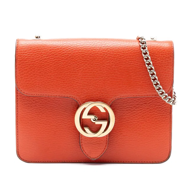 Orange Gucci Small Dollar Calfskin Interlocking G Crossbody in Orange Calfskin from Designer Revival