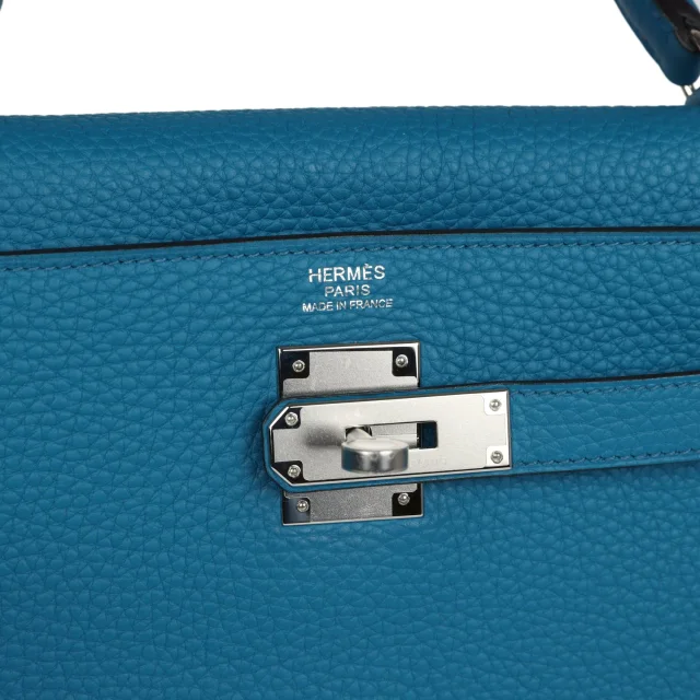 Hermès Kelly Retourne 32 Cobalt Clemence Palladium Hardware in Clemence leather from Madison Avenue Couture, photo 7 of 9