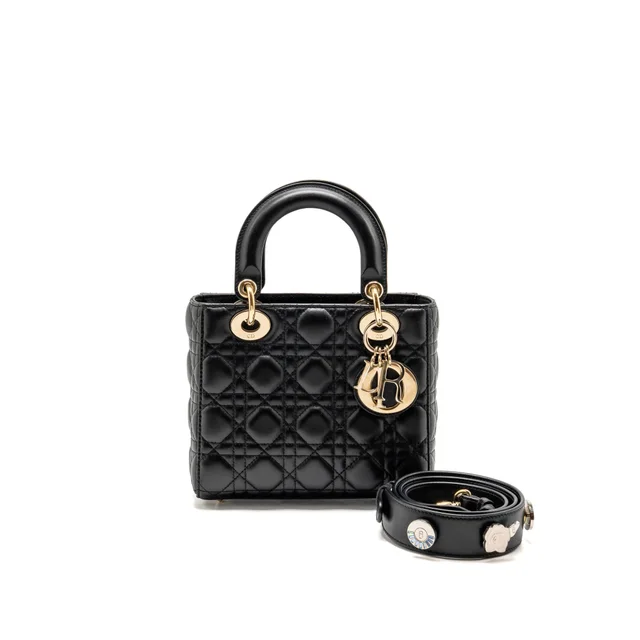 Small Lady Dior My ABCDior Bag Cannage Lambskin Black LGHW in Black Lambskin from EMIER