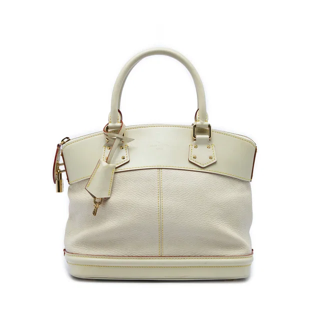 White Louis Vuitton Suhali Lockit PM Handbag in White Leather from Designer Revival