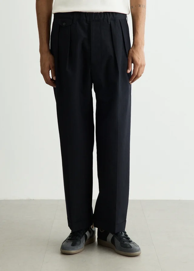 Beams Plus 2 Pleats Relax Extreme Density Weather Cloth Pants in Blue from Incu, photo 1 of 1