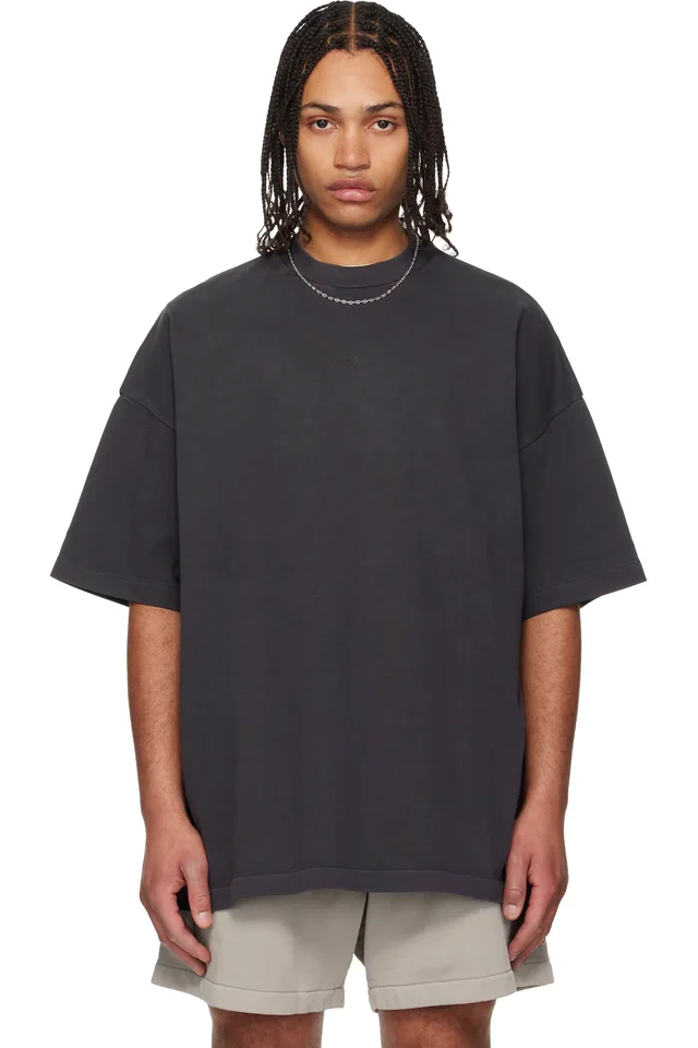 Fear of God ESSENTIALS Black Signature 90s T-shirt, image 1 of 1 from SSENSE