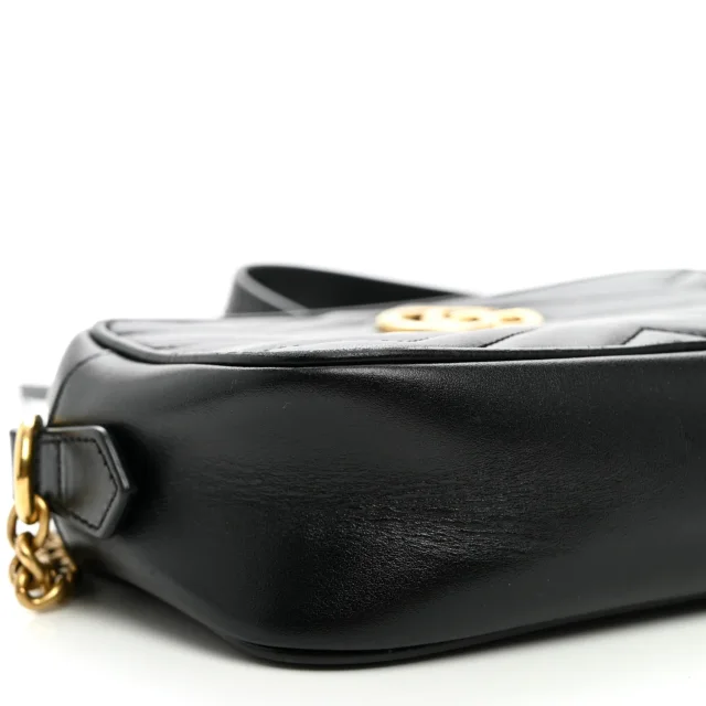 Gucci Matelasse Mini GG Marmont Camera Bag Black in Black Calfskin from FASHIONPHILE, photo 9 of 10
