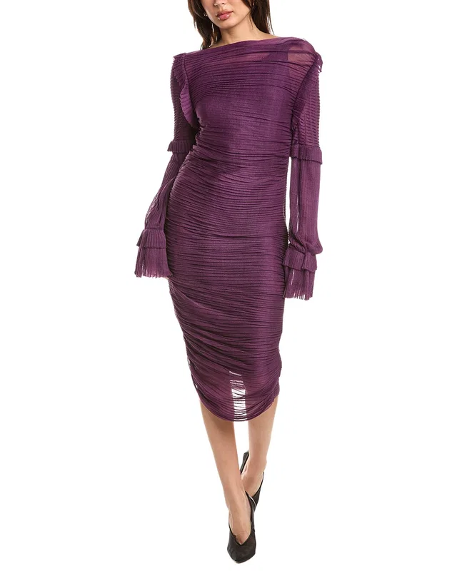 Tom Ford Pleated & Ruched Silk Midi Dress, image 1 of 1 from Rue La La