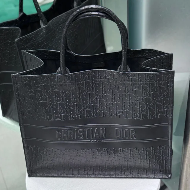 Dior Monogram Black Book Tote in Black Calfskin from Revivre