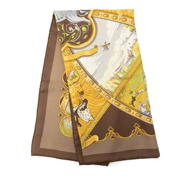 Brown Hermès La Vie a Cheval Silk Scarf 90 Scarves in Brown Silk from Designer Revival
