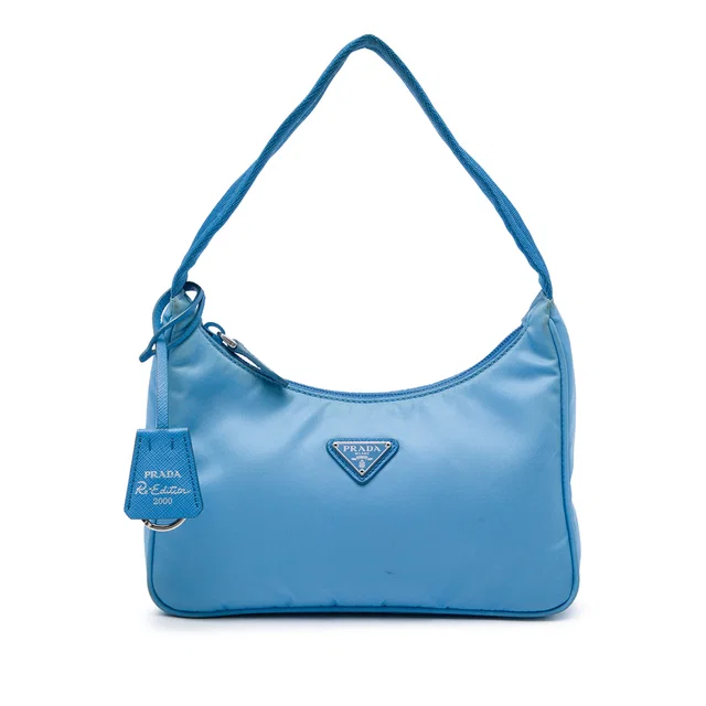 Blue Prada Mini Tessuto Re Edition 2000 Shoulder Bag in Blue Nylon from Designer Revival