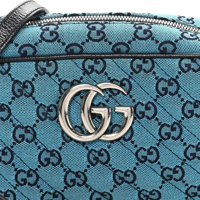 Gucci Monogram Multicolor Matelasse Diagonal Small GG Marmont Chain Shoulder Bag Light Blue in Blue Coated canvas from FASHIONPHILE, photo 8 of 10