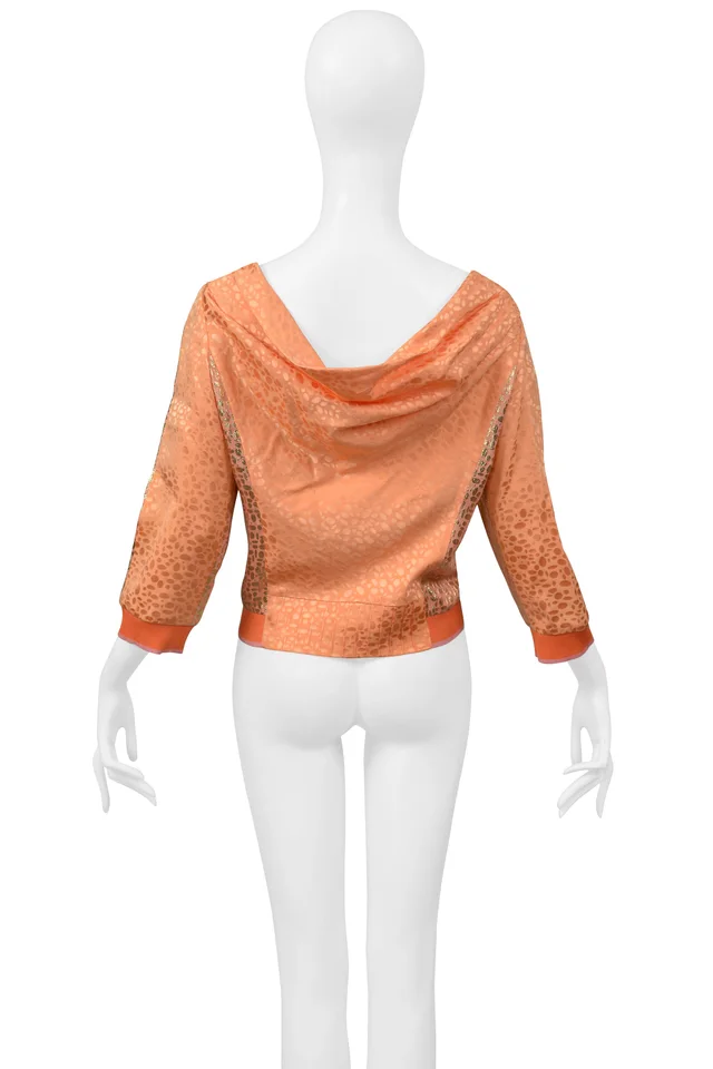 Louis Vuitton By Marc Jacobs Peach & Gold Cardigan in Gold Silk from Resurrection Vintage, photo 2 of 2