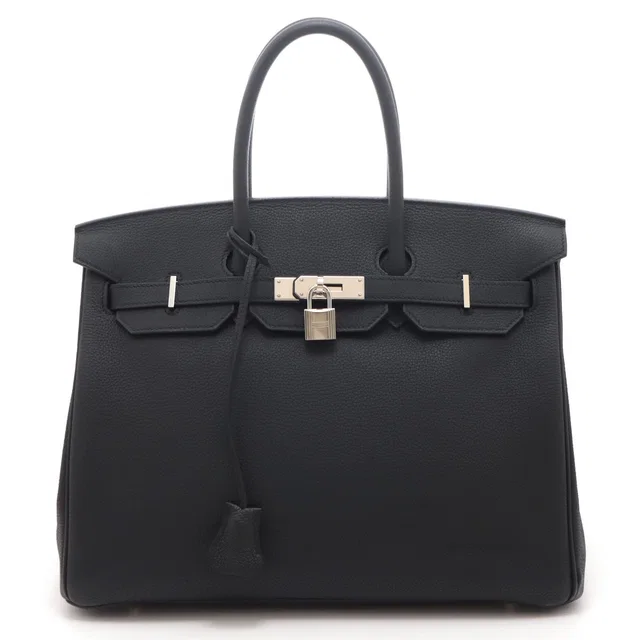 Hermès Birkin 35 Black Silver Handbag Togo in Black Togo leather from The Reluxe