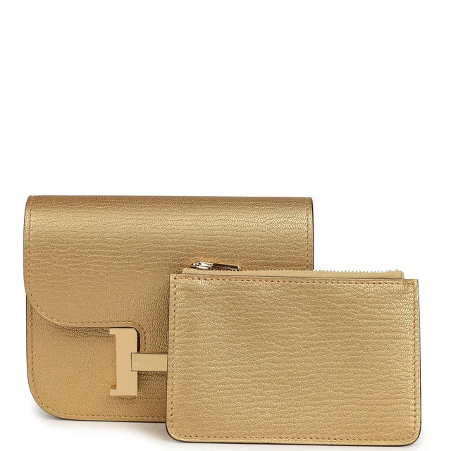 Hermès Constance Slim Wallet Dore Chevre Chamkilight Permabrass Hardware in Gold Goatskin from Madison Avenue Couture, photo 7 of 10