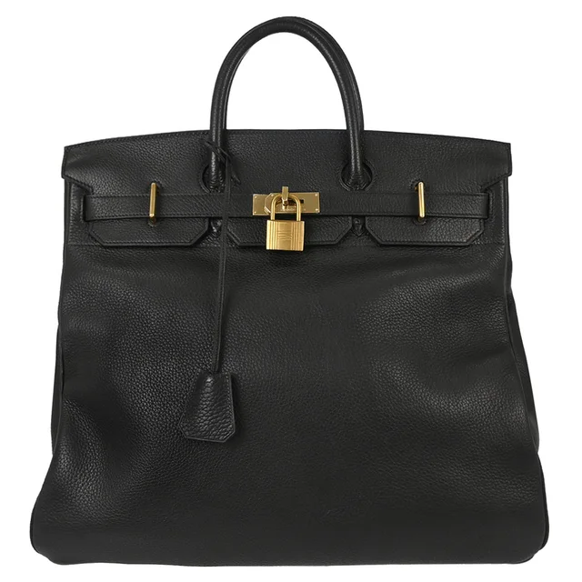 Hermès 1995 Black Ardennes HAC Haut a Courroies 45 Handbag in Black Leather from AMORE Vintage Tokyo