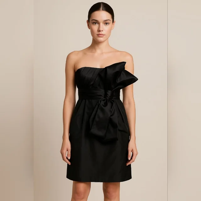 Dolce & Gabbana Strapless Bow Mini Dress Silk Cocktail Bustier Size It 42 in black Silk from Poshmark