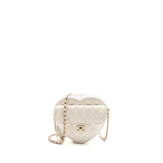 Chanel 22S Heart Bag Lambskin White LGHW (Microchip) in White Lambskin from EMIER