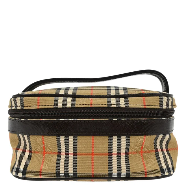 Burberry Burberrys Beige House Check Vanity Handbag in Beige Canvas from AMORE Vintage Tokyo