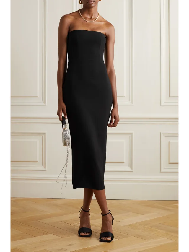 ALEX PERRY Callan strapless crepe midi dress in Black, photo 2 of 2 from NET-A-PORTER (Canada)