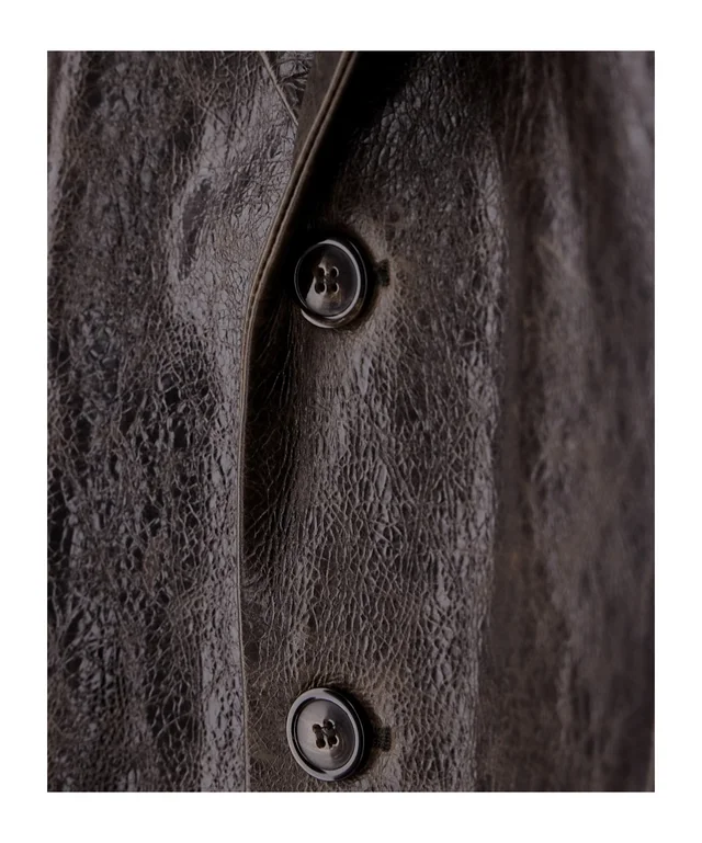 Emporio Armani Blazer In Shiny Drummed Leather With Logo Buttons, photo 3 of 4 from SENSER