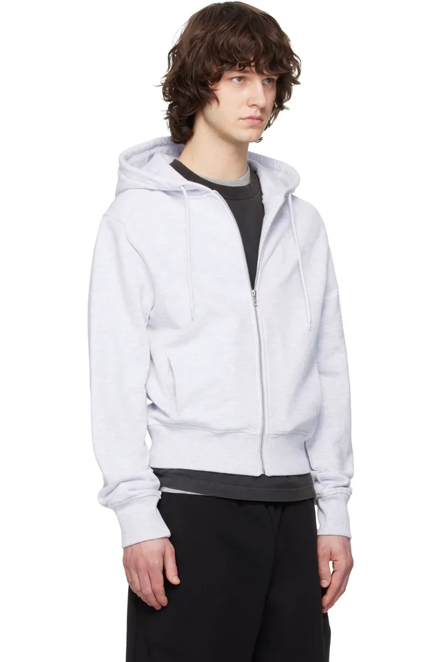 Entire Studios Gray Slim Zip Up Hoodie, photo 2 of 4 from SSENSE