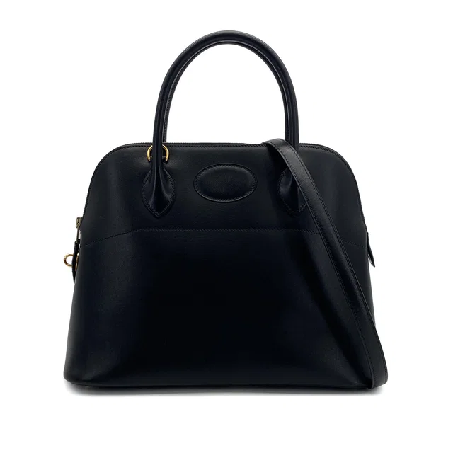 Hermès Bolide 31 Black Boxcalf Hand Shoulder Bag 2002 Square F Gold Hardware in Black from Luxury Promise