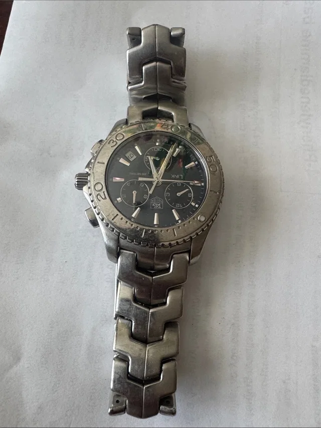 TAG Heuer Stainless Steel Link Chronograph Watch - Silver in black|silver|gray from Poshmark