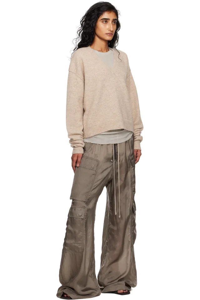 Rick Owens Gray Concordians Tommy V-Neck Sweater, photo 4 of 4 from SSENSE