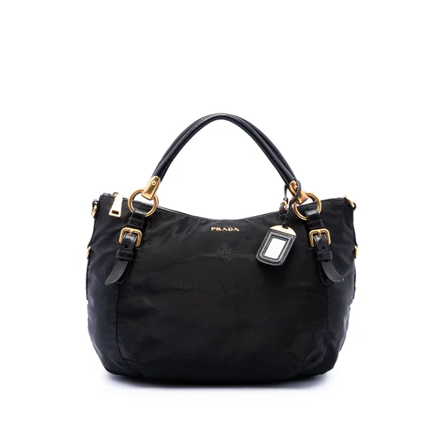 Black Prada Tessuto Canapa Logo Satchel in Black Nylon from Designer Revival, photo 1 of 1