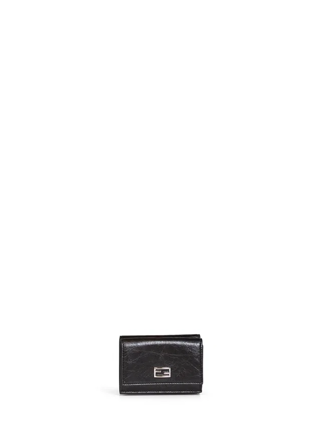 Fendi Crackle-Effect Calfskin Wallet — Black Calf Leather & Purses in Black Calfskin from HEWI