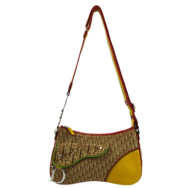 Dior 2004 Rasta-Color Trotter Saddle Shoulder Bag in Canvas from AMORE Vintage Tokyo