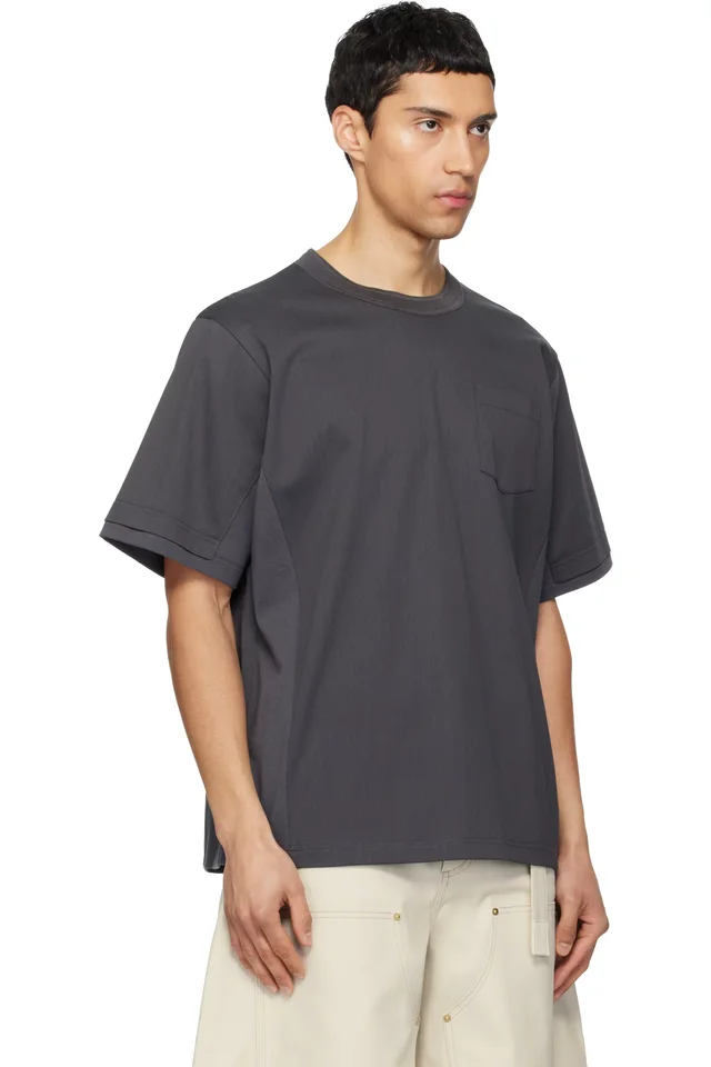 sacai Gray Cotton Jersey T-shirt, photo 2 of 3 from SSENSE