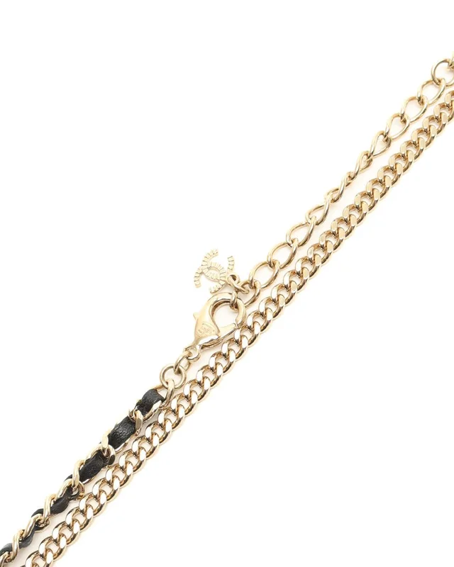 Chanel Coco Mark Star Clover Rhinestone Necklace in Woven leather from A Retro Tale, photo 3 of 3