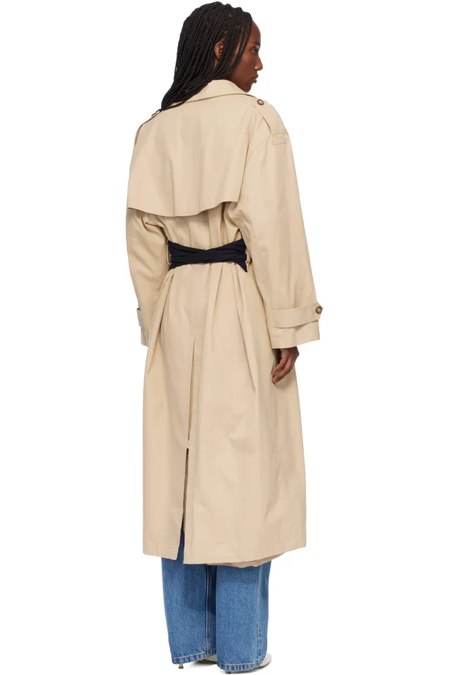 MM6 Maison Margiela Beige Gloves Cotton Trench Coat, photo 3 of 4 from SSENSE
