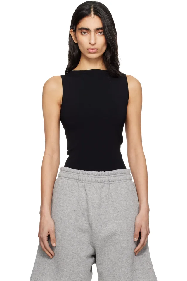 Entire Studios Black Boat Neck Top, image 1 of 1 from SSENSE