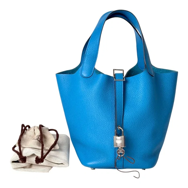 Hermès Picotin 18 Blue Bag in Clemence with PHW in Blue Clemence leather from Luxury Promise