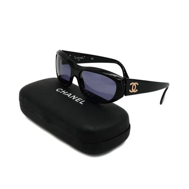 Chanel Vintage Cocomark Sunglasses Black Eyewear in Black from Luxury Promise, photo 2 of 2