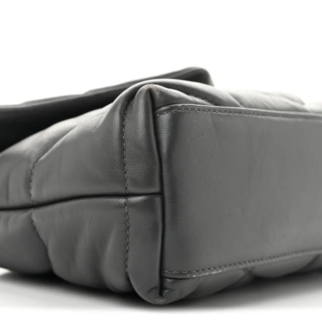 Saint Laurent Quilted Toy Loulou Puffer Monogram Chain Satchel Fog in Lambskin from FASHIONPHILE, photo 9 of 13