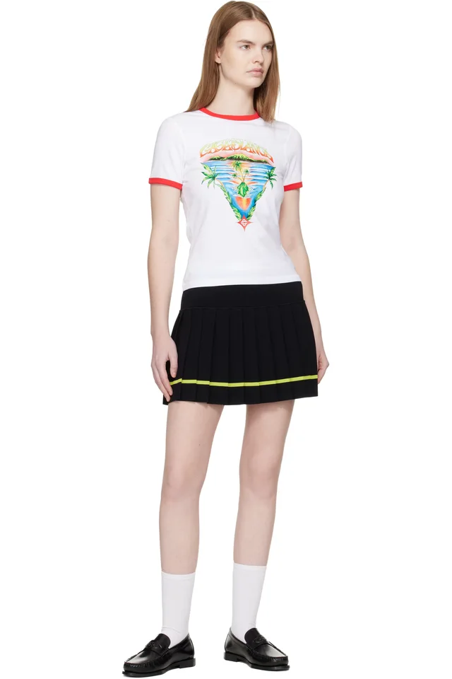Casablanca White Innocence Triangle Longline Ringer T-shirt, photo 4 of 4 from SSENSE