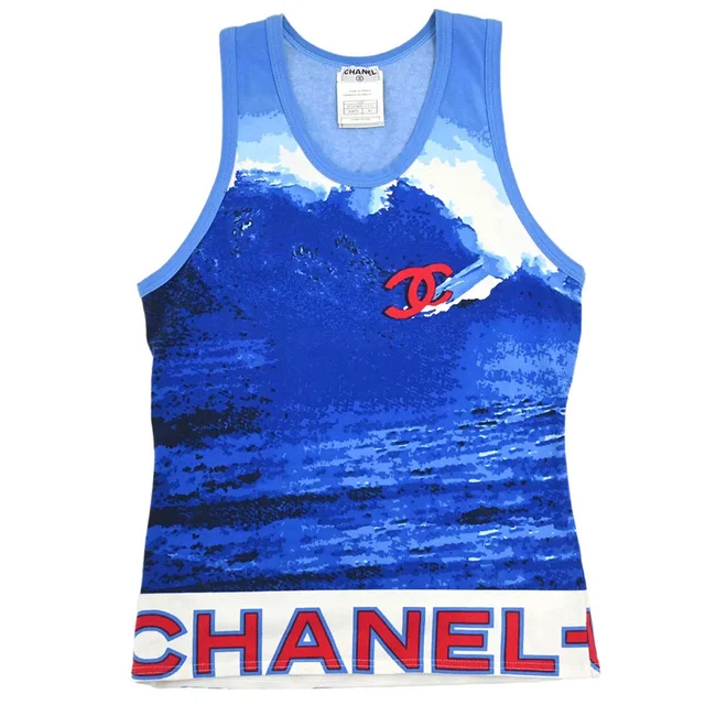 Chanel 2002 Surf Line Tank Top Blue #40 in Blue from AMORE Vintage Tokyo