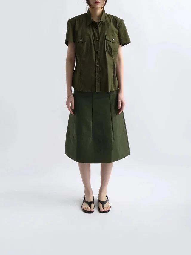 Jil Sander 90s Military Green Utility Shirt Women's 40 in green from Grailed