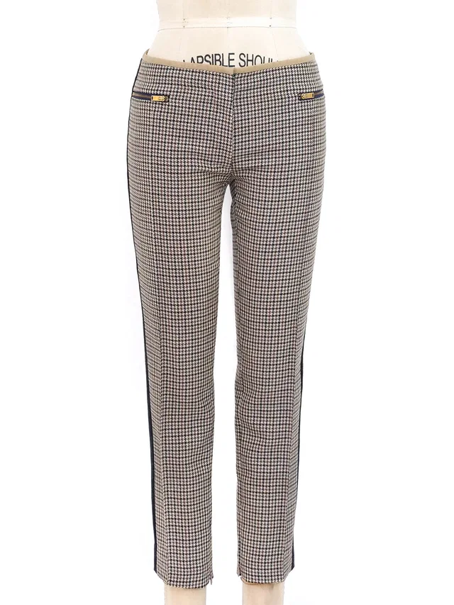 Celine Houndstooth Wool Trousers in Wool from Arcade Vintage