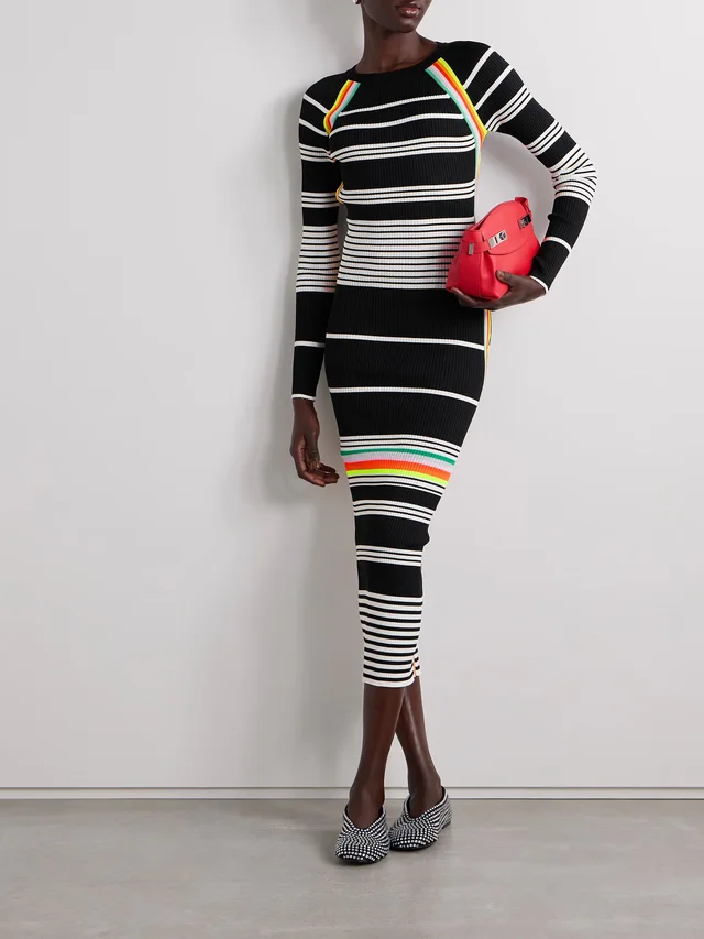 CHRISTOPHER JOHN ROGERS Open-back striped ribbed-knit midi dress, photo 2 of 2 from NET-A-PORTER (Canada)