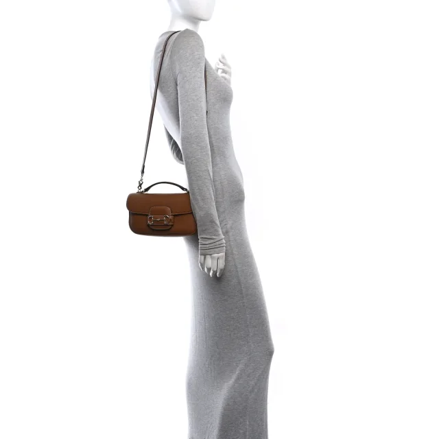 Gucci Horsebit 1955 Small Soft Top Handle Shoulder Bag Brown in Brown Calfskin from FASHIONPHILE, photo 2 of 9