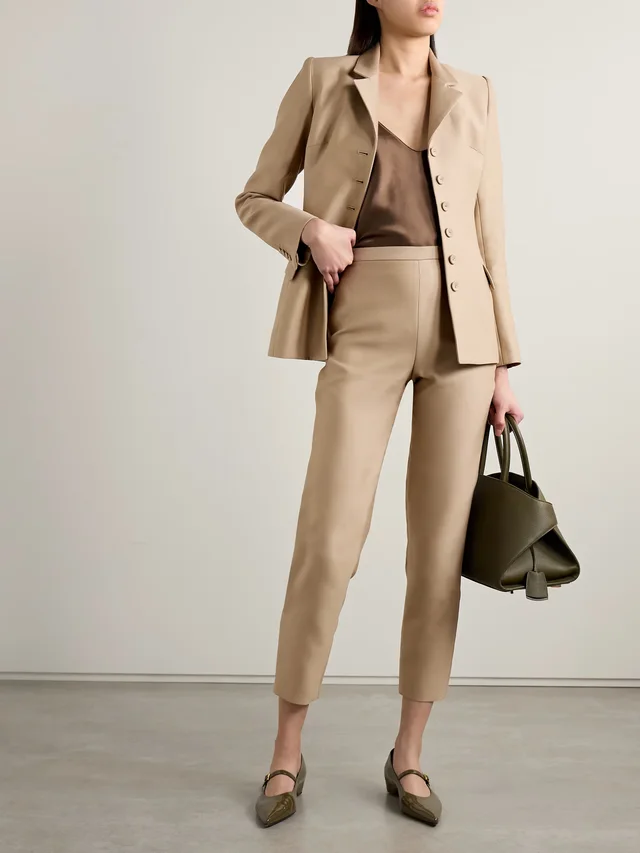 SALON 1884 Laconi cotton and silk-blend tapered pants in Beige, photo 2 of 2 from NET-A-PORTER (Canada)
