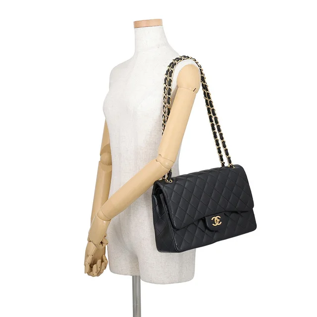 Chanel Jumbo Matelasse Double Flap Black Lambskin Size 30 in Black Lambskin from GALLERY RARE, photo 2 of 2